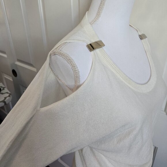 NY&C WOMEN'S CREAM METALIC SWEATER SIZE S NWT - Picture 2 of 9